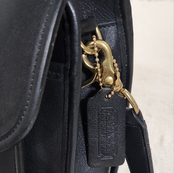 Vintage Coach Morgan Black Leather Briefcase Brass Pushlock Bag - Picture 4 of 16